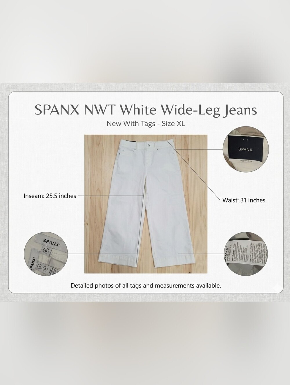 SPANX NWT White Cropped Wide Leg Jeans Size XL